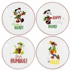 Wholesale ???? Best Sale ???? Disney Salad Plate Set - Santa Mickey And Friends Holiday - Set Of 4 ⭐ ????