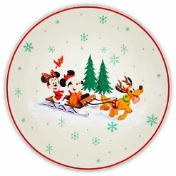 New ???? Brand new ???? Disney Dessert Plate - Happy Holidays - Santa Mickey Mouse & Friends ???? ????